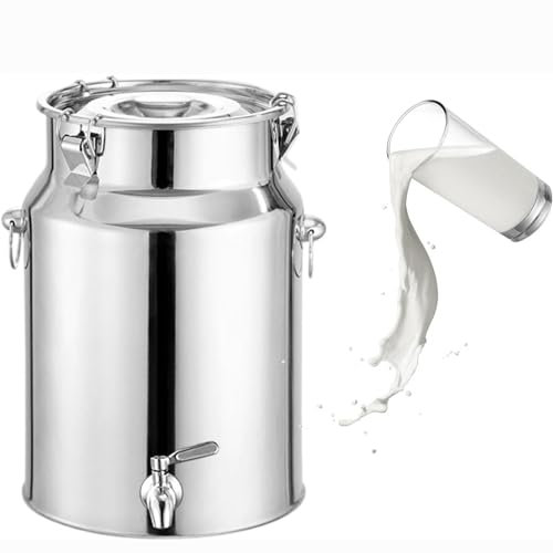 Bidon INOX pour Huile d Olive 5l/10lavec Robinet,Pot À Lait INOX avec Couvercle Réservoir Scellé en Acier Inoxydable Pots À Lait,Capacity-9L