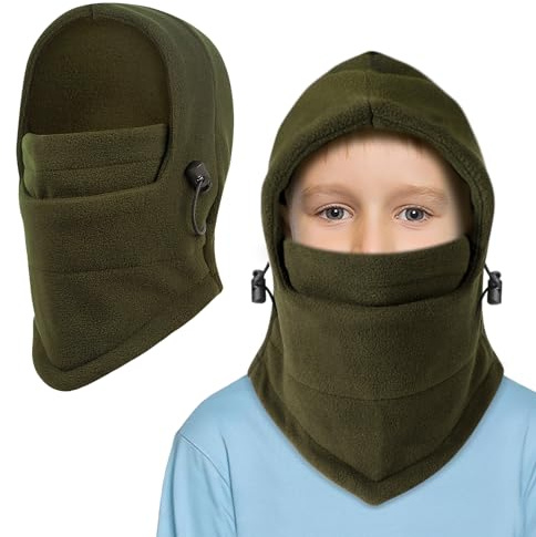 TAGVO Cagoule Balaclava de d'hiver Enfants de 4 à 10 Ans, Multifonction Cagoule Coupe-Vent Cache-Cou Masque De Ski Facial en Polaire Bonnet Cagoule Balaclava Enfant pour activité de Plein air