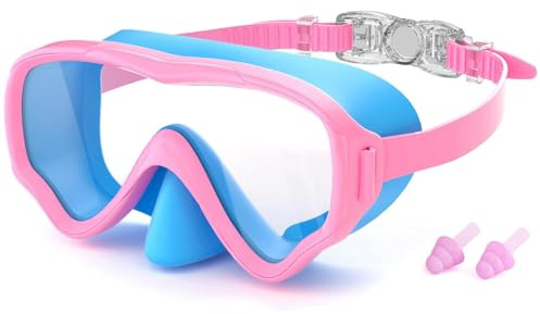 COOLOO Taucherbrille Kinder für 4-16 Jahre，180°Panorama HD Anti Nebel Anti-Leck Schnorchelmaske Kinder, Schwimmbrille mit Nasenabdeckung für Jungen Mädchen Jugendliche