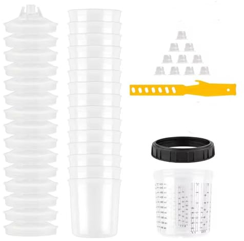 NEWFUN Lot de 50 godets jetables pour mélange de peinture, pour Pistolets à Peinture HVLP et LVLP