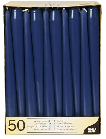 Papstar 17965 50 Leuchterkerzen Ø 2.2 x 25 cm, dunkelblau