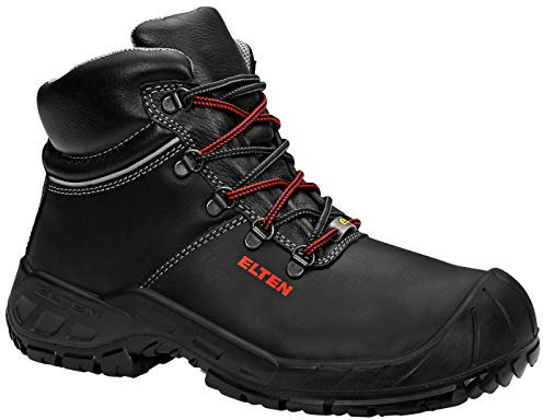ELTEN Sicherheitsschuhe Laurenzo PU Mid ESD S3S, Damen und Herren, Leder, Stahlkappe, leicht, robust 49, Schwarz