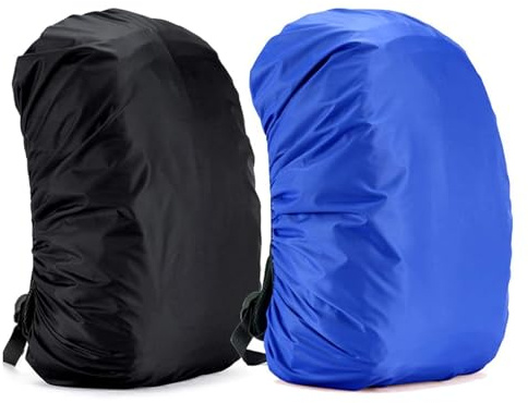 Yogopro 2 Pezzi Coprizaino Impermeabile per Pioggia Copertura Custodia di Zaino Copertina Antipioggia Antipolvere per Ciclismo Campeggio Trekking Parapioggia Zaino,45L Nero & Blu