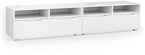 Vicco Meuble TV Ruben, Blanc, 200.4x42cm, pour Une Utilisation comme Support TV avec Passage de câbles
