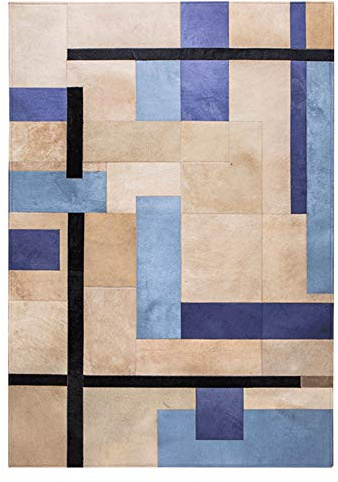 QHF Alfombra de Patchwork de Piel de Vaca Natural, Estilo Moderno, Ligero y Lujoso, Sala de Estar, Dormitorio, decoración, tapete de Costura de Cuero Real (tamaño: 160 cm × 230 cm)