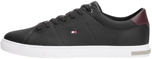 Tommy Hilfiger Men’s Essential Leather Detail Vulcanised Trainers, Black (Black), 6.5