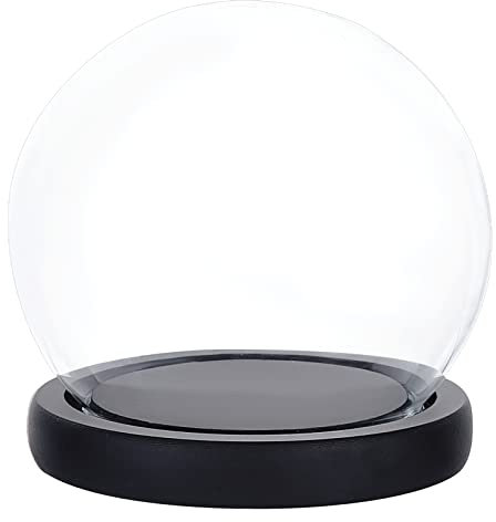 PH PandaHall Glaskuppel Mit Holzboden, Weihnachtsdeko Glasglocke Transparente Glockenglas-Vitrine Glass Dome Cloche Für Pflanzen Blumen Ton Sukkulenten Lichterketten Fotos Medaillen Basteldisplay