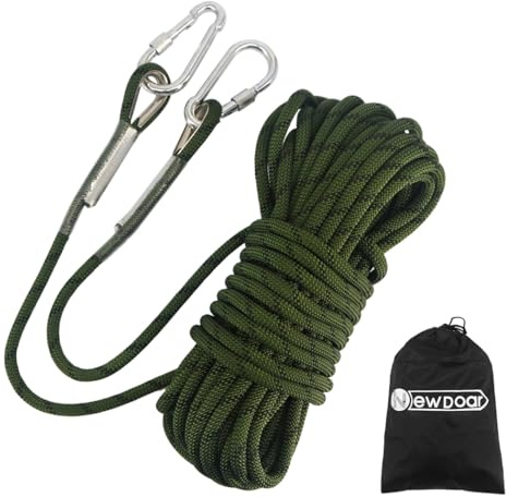 NewDoar 18KN Corde d'escalade Statique 10 mm (3/8 po) Cordon Accessoire Équipement 10m, 20m, 30m, 50m Corde d'évacuation Équipement d'escalade sur Glace Corde de Sauvetage Incendie-Vert/20 m