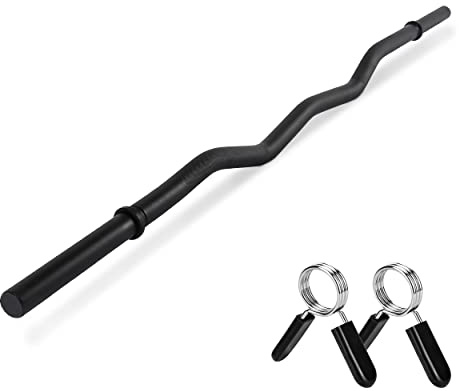 SZ Barre curl Premium 30 mm avec fermeture à ressort - Norme standard – Choix : 120 cm (7 kg) ou 130 cm (8 kg), chromé ou noir – Barre d'haltères Curl (120 cm, noir)