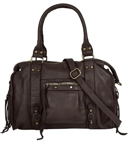 Samantha Look Shopper Echt Leder Damen | Made in Italy, Vintage Schultertasche, Umhängetasche mit Reißverschluss, große Henkeltasche | 021061