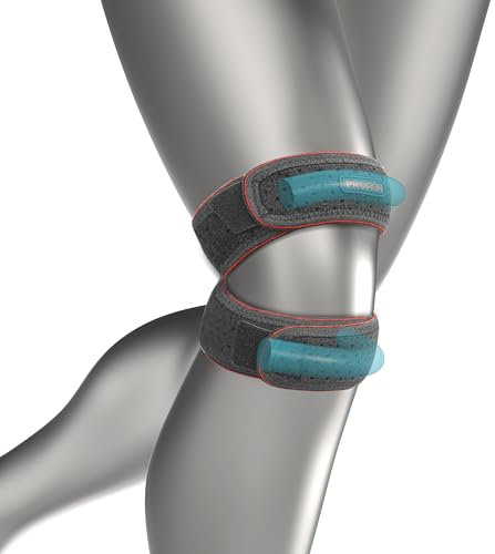 PROIRON Genouillère Rotulienne Réglable 1 Pièce Genouillère Sport Soutien et Protection des Genoux Soulage la Douleur au Genou Genouillères de Musculation,Gris-orange