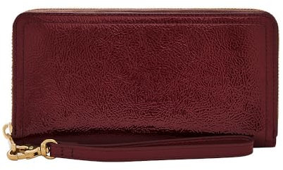Fossil Zip Around Clutch Logan für Damen Knitteroptik Lackleder, SL10016631