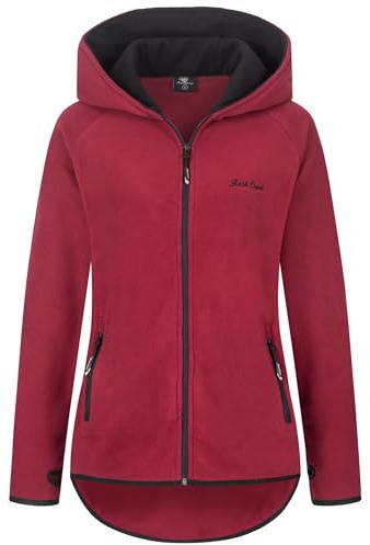 Rock Creek Damen Fleecejacke Mantel Übergangsjacke Windbreaker Fleece Jacken Outdoorjacke Stehkragen Damenjacke Teddyfleece Sweatjacke Pullover D-502 Weinrot XS