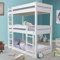 Blisswood 3ft Wooden Bunk Beds With Ladder, Triple Sleeper Kids Bunk Bed, Solid Pine Wood Single Bed Frame For Kids Children Home (White, L197 x W96 x H198 cm)