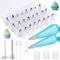 AiQInu Beccucci Sac a Poche Professionali 34 Pcs,sac a Poche in Silicone Riutilizzabile Lavabile, Saccapoche per Dolci, Sacca a Poche per Dolci,Kit Pasticceria con Beccucci per Torte Cupcakes Biscotti
