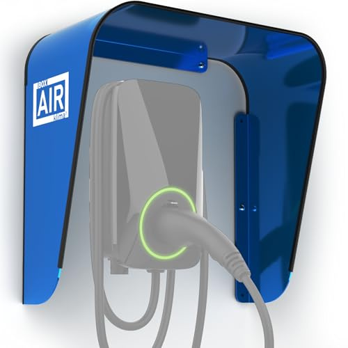 Box Air Klima Cubierta para Wallbox | Protección contra la intemperie para estación de carga para coches eléctricos de aluminio compuesto | Techo impermeable, protección solar y rayos UV (azul, L)