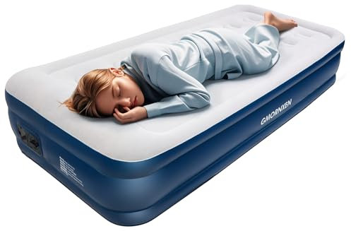 Gmornxen Einzelbett Luftmatratze mit Eingebauter Elektrischer Pumpe – Aufblasbare Matratze für 1 Person, Selbstaufblasend Tragbar Gästebett Schlafmatratze Matratze, Luftbett für Camping und Reisen