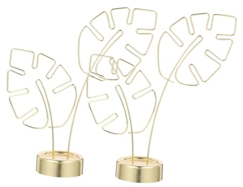 NUOBESTY 2 Pièces Porte-Cartes De Table En Métal Feuille Monstera Clip Pour Carte De Message Et Photos Support Pour Notes Et Cartes De Visite Porte-Numéros De Table Pour Mariages Bureau Et Maison