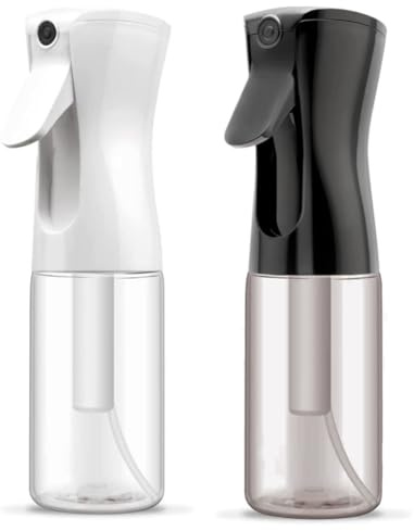 ELEMSY Spray Bottle For Hair (2 Pack 6.8 OZ) Continuous Mister Empty Spray Bottles, Ultra Fine Mist Water Sprayer for Hairstyling, Cleaning, Plants, Pets, Barbers, Salons, Essential Oil Scents