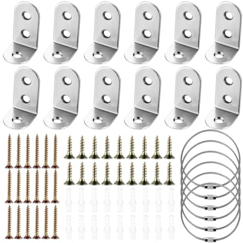 6 juegos de anclajes antipunta para muebles a prueba de bebés, kit de anclajes de pared de muebles de metal, correas antivuelco para muebles para soportes de seguridad de armario, fijaciones seguras