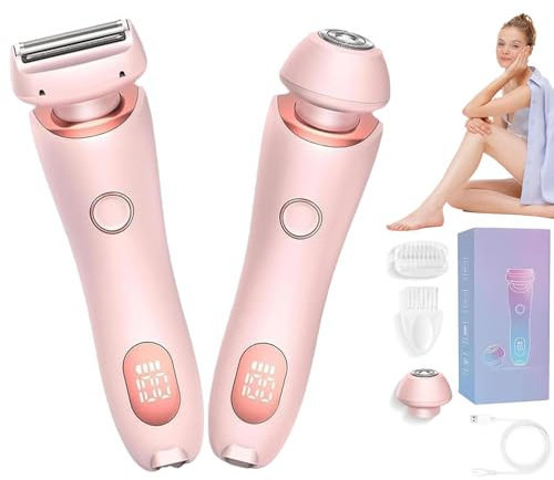 Maquinilla de afeitar 2 en 1 para mujer, recortadora de bikini para mujer, impermeable, eléctrica, recargable, recortadora de pelo corporal, uso húmedo y seco (rosa)