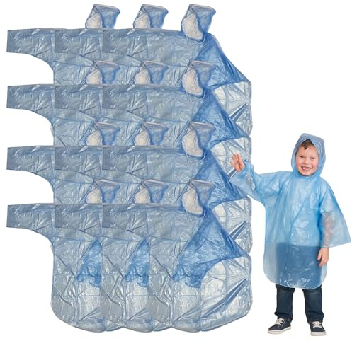 poncho pluie enfant imperméable jetable transparent blanc – taille unique large – capuche avec cordon – poncho d'urgence léger pour école, voyage, parc, festival, plein air
