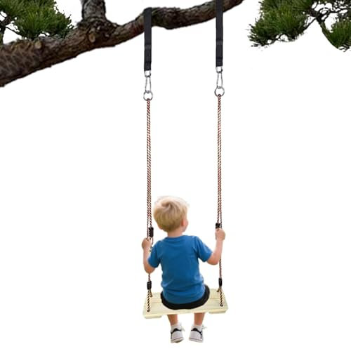 Wooden Swing, Sensory Seat Chair, Porch Play Equipment, 18.11x7.87x1.97 Inches, Hanging Design, Comfortable Game Support, for Girls Children Patio Playground Nursery Garden Use