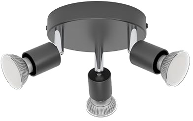 Eglo Plafonnier Stecci-E, 3 spots orientables, lampe de plafond pour cuisine, bureau et salon, luminaire en acier et plastique noir, douille GU10