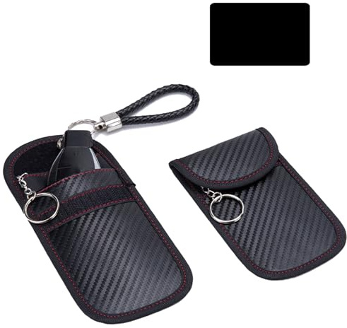 Verazquy 4-piece set Include 2Pcs Faraday Bag with 2Pcs RFID Blocking Card for Car Keys Signal Blocking Pouch RFID Blocker Bag for Keyless Entry Fobs Anti-Theft Protection.