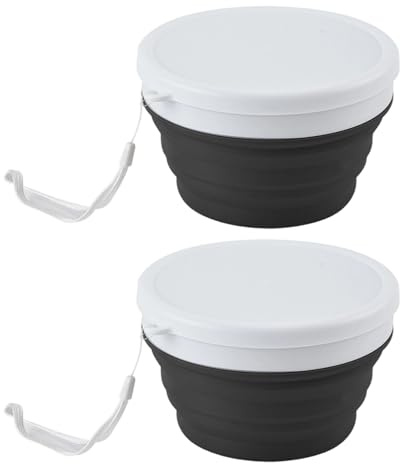 Rudiaoa 2 recipientes de almacenamiento de alimentos con tapa, 950 ml, para camping, viajes, exteriores, de silicona, para senderismo, picnics, camping, al aire libre, cuenco de alimentos con tapa