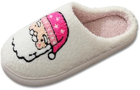 Generisch - Zapatillas de Navidad unisex de suela plana cómodas y antideslizantes, diseño de reno, zapatillas navideñas cálidas y festivas, de felpa de algodón, I rosa, 41 EU