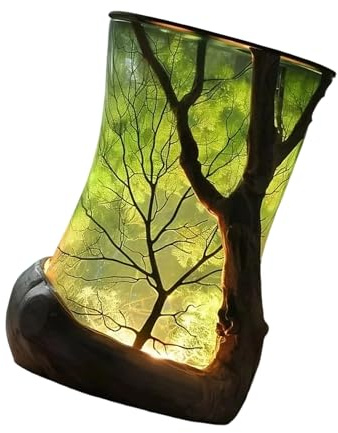 Kangnice Patrón de árbol mágico Luz nocturna Bosques encantadores Lámpara de de resina inspirada en la naturaleza para sala de estar Dormitorio Decoraciones de cabecera de árbol místico