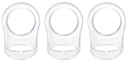 3Pack Silicone Dummy Clip Adapter, Transparent Button Ring for Pacifier Holder