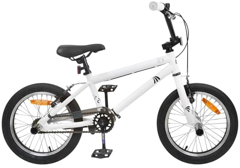 vidaXL BMX Bicicletta 20 Pollici Superiore 9 Anni Bianco, Bicicletta BMX Classica per Bambini, Manubrio Regolabile & Selle, Ragazzi, Velocità Singola, Telaio in Acciaio