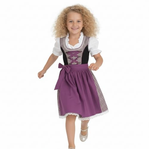 Kiddy Tracht 3pcs. Girls Dirndl German Dress for Girls KD-115/152 Purple