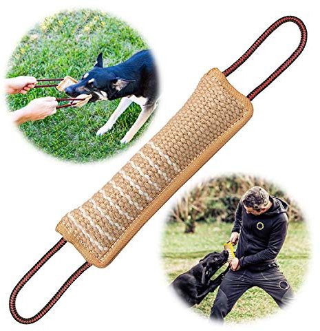 BOW CALICO Beisswurst für Hunde, Jute Beisswurst, Sehr Robustes Hundespielzeug, zum Hunde Training, Tauziehen und Zerrspiele mit Hund, 30 cm, mit Zwei Schlaufen