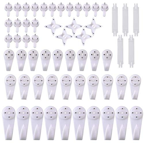 tonyg-p 60 Pack Non-Trace Picture Hooks for Hard Wall, Multi Function Heavy Duty Hardwall Drywall Picture Hanging Set for Picture Photo Frame Hanging