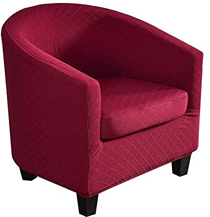 KAISUN Housse de Fauteuil Club avec Housse de Coussin Séparée, 2 Pièces Couverture de Chaise Tub Chair Extensible pour Compteur Restaurant (Color : Rot)