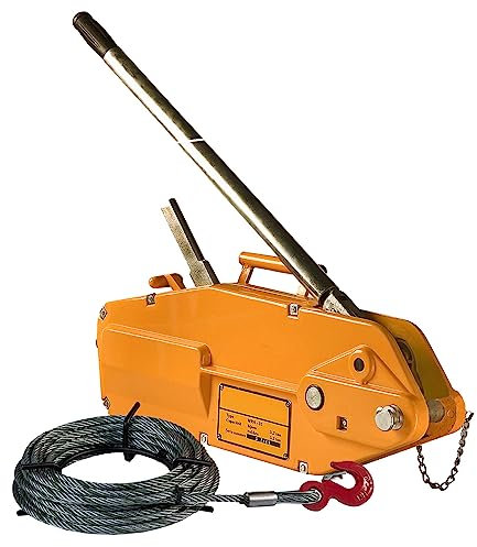 Seilzug Drahtseilzug Greifzug Mehrzweckzug Handseilzug Forstseilzug Seilwinde Zugkapazität 2.600 kg//Hubkapazität 1600 kg mit 20 m Stahlseil im Ring, Endbeschlag Ösenlasthaken am Seil verpresst