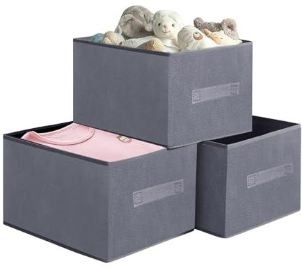 Galerie SV 3 Stück Aufbewahrungsbox aus Stoff,40x28x20CM Große Faltbare Aufbewahrungskörbe für Regale, Stoffboxen ohne Deckel Zum zur Aufbewahrung von Kleidung, Spielzeug und Büchern