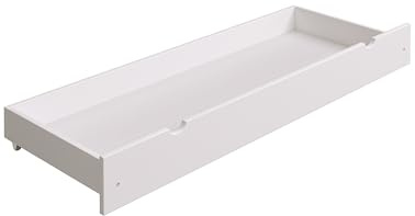 YOUKO Unterbettkommode mit Rollen aus Massivem Kiefernholz - Bettkasten mit Rollen Schubladenboden aus MDF-Platte - Unterbettbox mit Glatten Kanten Weiß