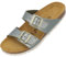 Palado Pantoletten Damen Samos - elegante Sandalen Made in Spain - bequeme Hausschuhe mit dämpfendem Kork-Fußbett - modische Sommerschuhe Metallic Olive UK8 - EU41