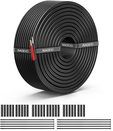 NAOEVO 10 Gauge Wire 2 Conductor Electrical Wire, 10 AWG Stranded PVC Cord, 12V Low Voltage/Tinned Copper/Flexible Cable for Automotive Wiring, Lamp Cord, Marine Cable (30FT)
