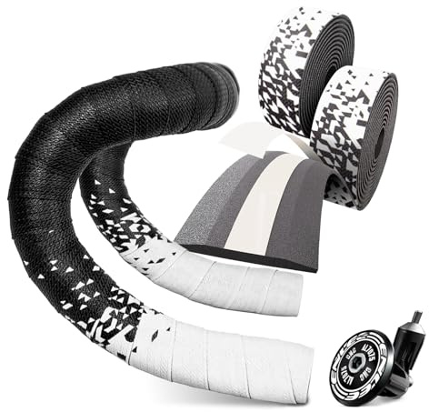 Kakveiai Ruban de Guidon, Vélo de Route Ruban, pour Bouchons D'extrémité et Bandes Adhésives incluses - Confortable， Antidérapante et Facile à Poser(Blanc)