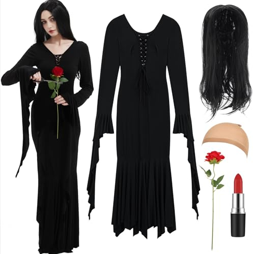 Halloween Costumes for Women Vintage Gothic Family Dress Outfit,XL Black