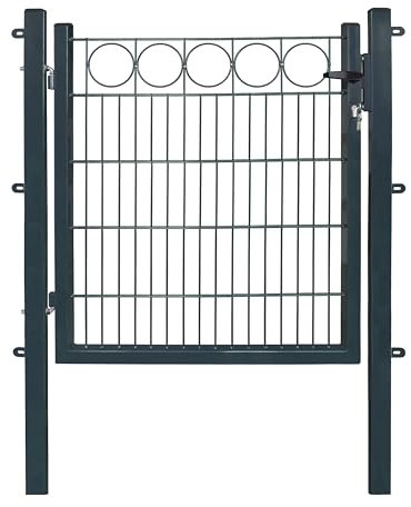 Dekor Gartentore EXCLUSIVE in den Ausführungen Karo & Ring für Stabmattenzäune - Drahtstärke: 6/5/6 mm - mit Zierornamenten (RING, Anthrazit, B 100 x H 100 cm)