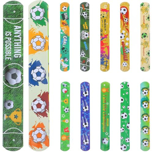 Pulseras de Juguete Slap, 12 Piezas Bandas Slap, Pulsera Bofetada Niños Fútbol, Cumpleaños Infantil Fútbol Pulseras, Regalos Fiesta Detalle Cumpleaños Niños Pulsera Slap Futbol