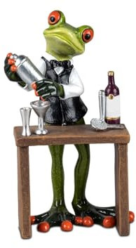 formano Lustige Frösche Barkeeper Figur Dekoration16 cm Handbemalt Kunststein Skulptur Froschhausen