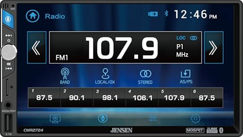 JENSEN CMR2724 7-inch LED Digital Media Touch Screen Double DIN Car Stereo Radio | Push to Talk Assistant | Backup Camera Input | Bluetooth | USB Fast Charging | microSD | No CD/DVD