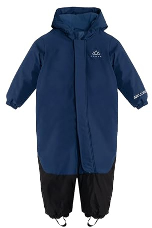KADVA Combinaison de Ski pour Enfants KIKO Jr Couleur Bleu Marine Taille 86 cm Combinaison d'Hiver pour Garçons Imperméable Coupe-vent avec Capuche et Bandes Réfléchissantes Doublure en Polaire
